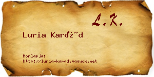 Luria Karád névjegykártya